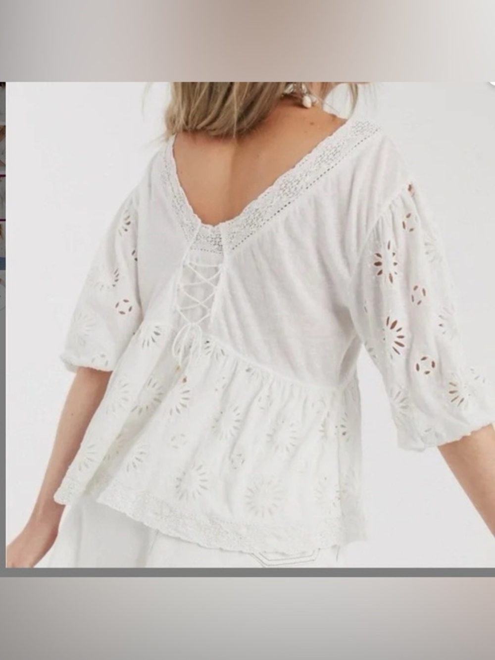 Free People Sweeter Side Eyelet Embroidered Top in White Sz Small - Picture 3 of 7